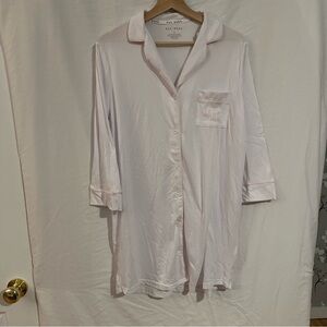 Rae Dunn Bride White Button-Up Night Gown